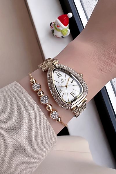 Homies Special Boxed Original Women's Wristwatch Waterproof Gold Color Steel Band +Bracelet Hmb3014C3