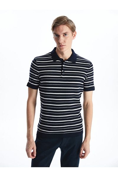 LC Waikiki Polo Neck Short Sleeve Striped Men's Knitwear Sweater
