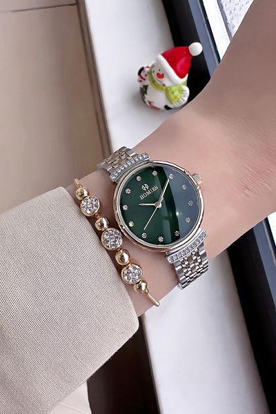 Homies Original Women's Wristwatch - Waterproof, Gold Silver Color, Steel Band + Bracelet Hmb3015C2
