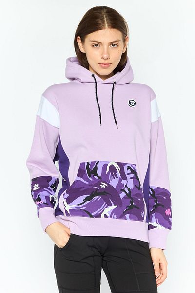 Aape By A Bathing Ape Women Hooded Long Sleeve Brand Logo Sweatshirt, Lavender Combo