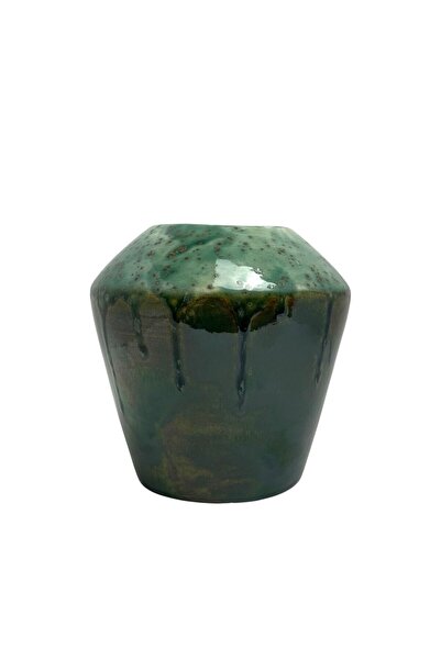 devinim art Lale Vazo, Yeşil (El Yapımı-Seramik)