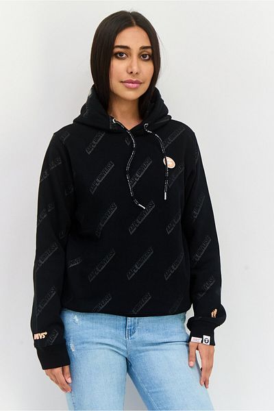 Aape By A Bathing Ape Women Allover Print Hooded Sweatshirt, Black