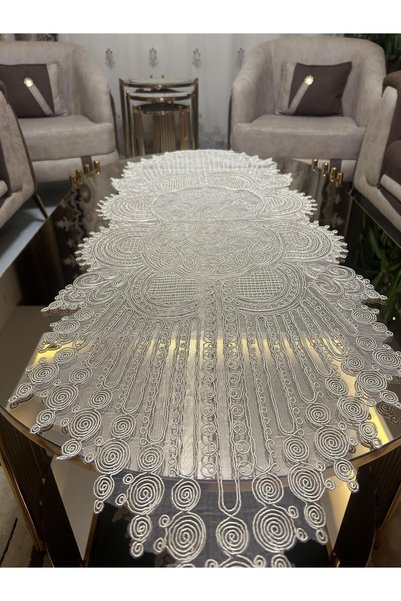 Tekstilsa New Luxury Runner Living Room Coffee Table Table Cloth Living Room Set 5 Pieces (MILKCOFFEE)