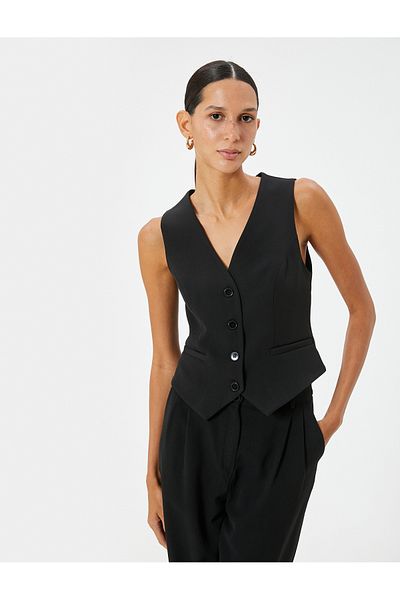 Koton Vestă Blazer cu decolteu în V căptușită