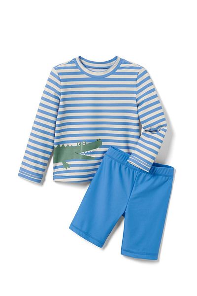 Tchibo Toddlers Boys 2 Pcs Stripe Top And Bottom Set, Blue