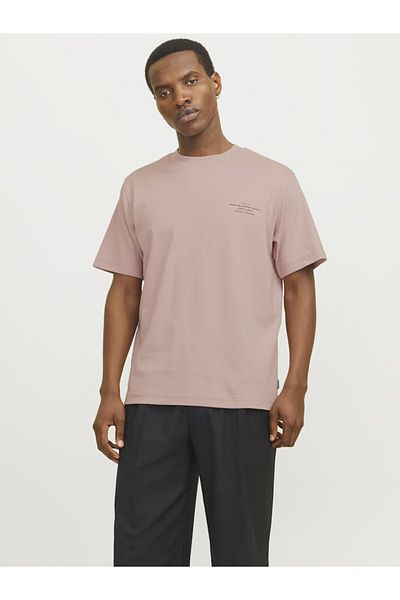 Jack & Jones Ροζ ανδρικό μπλουζάκι - Jprblachad Branding, Ss Crew Neck, 12259357-Adoberose
