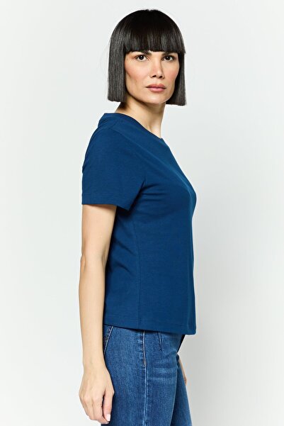 Esprit Women Crew Neck Short Sleeves Brand Logo T-Shirt, Navy Blue