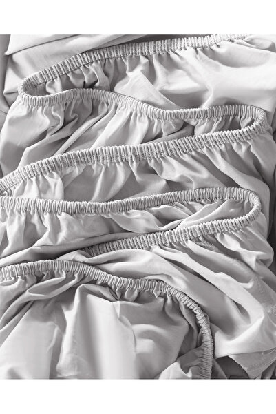 Madame Coco Manon Double 100% Cotton Ranforce Fitted Sheet Set - Gray