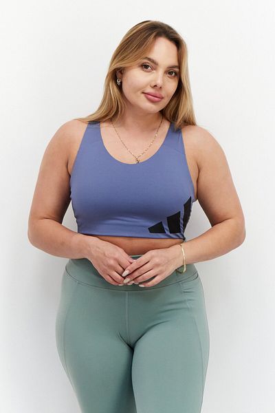 adidas Women Padded Brand Logo Sports Bra, Slate Blue
