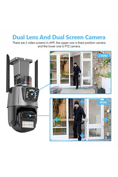 Yellowtech Yeni 4k Ptz Wifi Ip 8mp Kamera Çift Lens Aı Hareket Algılama Anti-hırsızlık Sirenli Akıllı Kamera