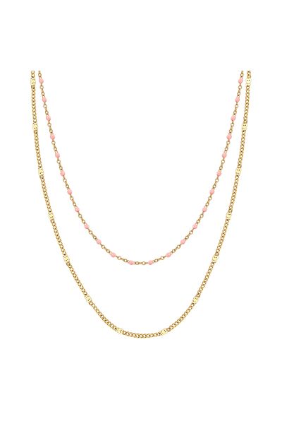 eastside Edelstahlhalskette Kette Edelstahl Gelbgold Emaille Pink