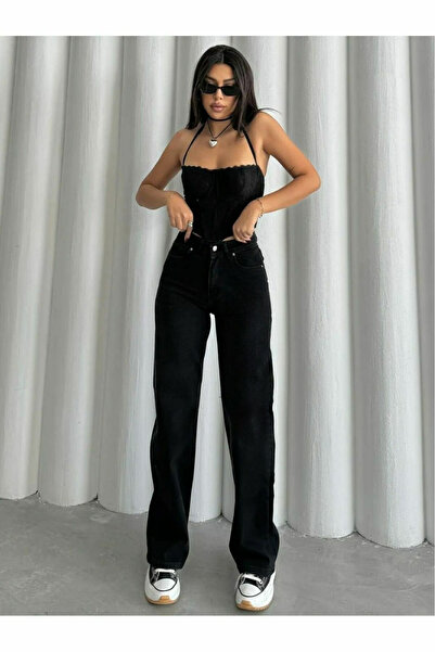 kleshus Hsn Trend Clara Cnk Pantaloni negri cu talie înaltă, cu picior larg, ...