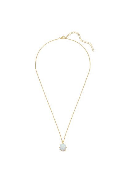 Rafaela Donata Silberhalskette Kette mit Anhänger Sterling Silber gelbgold Opal (synth.) weiß
