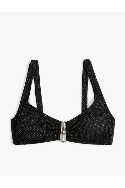 Koton Glitzer-Bikinioberteil mit Metallaccessoires und dicken Trägern