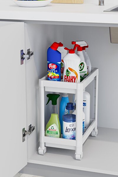 coverest 2-Tier Organizer Shelf with Wheels, Kitchen Counter, under Sink and Detergent Holder