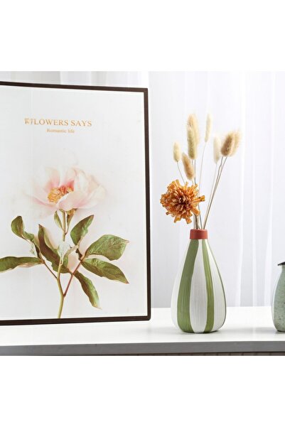 Binbirdemet Vază din ceramică autentică nordică, realizată manual, detaliu verde