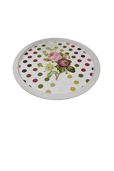 CENGİZ ÇEYİZ Zucci Akrilik Yuvarlak Desenli Sini Tepsi 46,5 cm