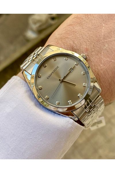 Reward Chaperone Brand Original Silver Color Waterproof Men Wrist Watch with Calendar