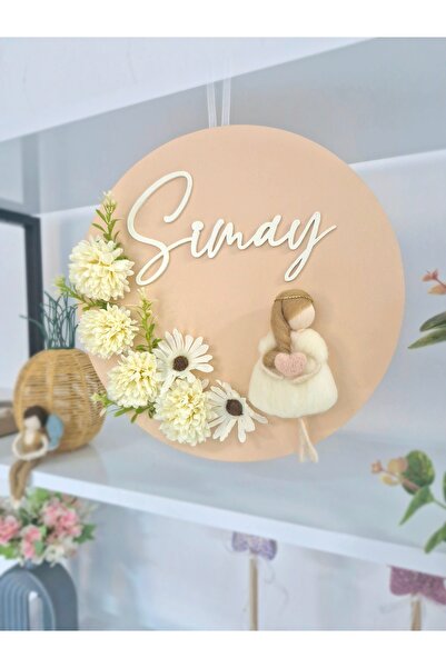 RENKLİ DİZAYN Bebek/ çocuk odası kapı süsü,ahşap isme özel kapı süsü,çiçek detaylı kapı süsü