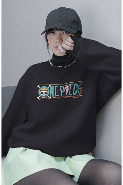Fuddy Moda One Piece Unisex Anime Themed Back Printed Oversize Sweatshirt