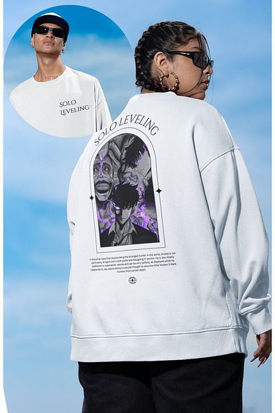 Fuddy Moda Jin-Woo Vs God Statue Anime Hoodless Oversize Sweatshirt