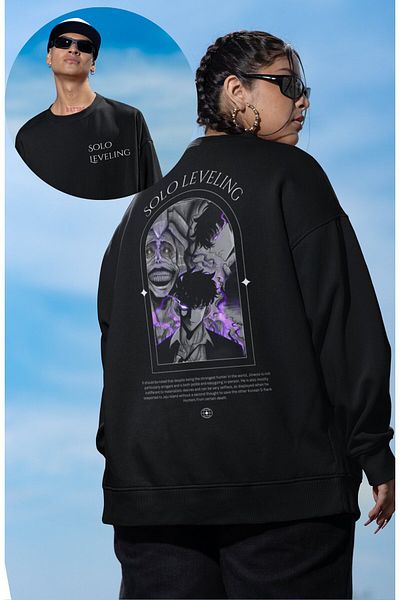 Fuddy Moda Jin-Woo Vs God Statue Anime Hoodless Oversize Sweatshirt