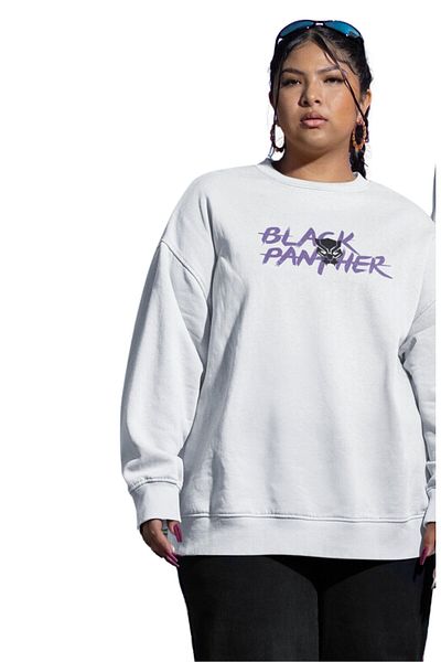 Fuddy Moda Φούτερ Unisex Oversize Black Panther με στάμπα χωρίς κουκούλα