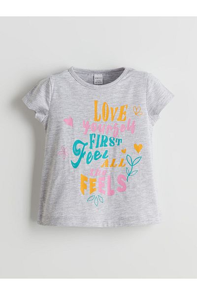 LC Waikiki New Season Crew Neck Printed Girl's T-Shirt Pack of 2 - S5Kh94Z1