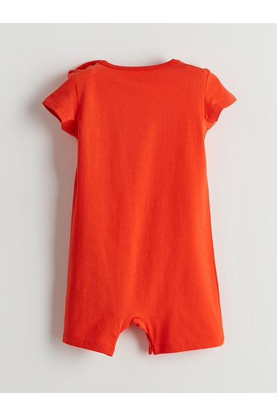 LC Waikiki Lcw Eco Orange Crew Neck Printed Baby Boy Romper