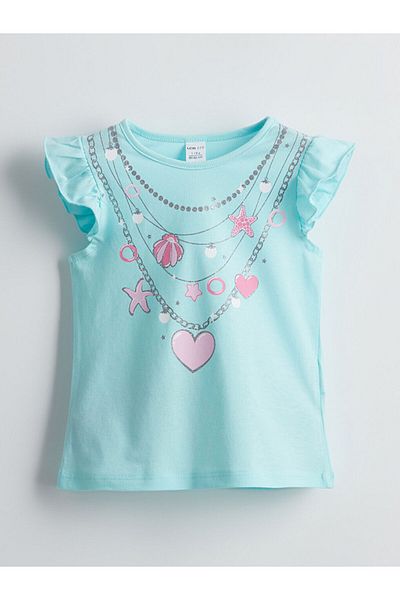 LC Waikiki Νέα σεζόν Crew Neck Printed Girls Tisort - S5HA18Z1