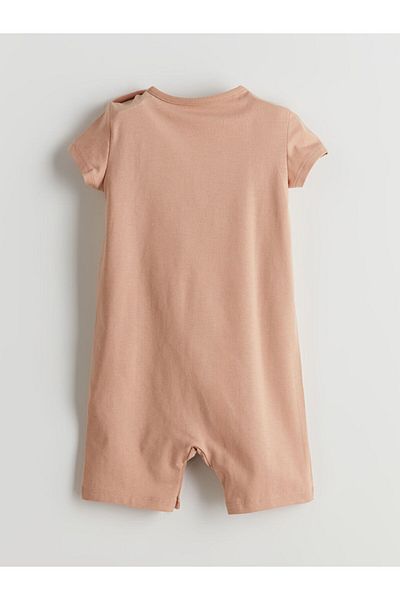 LC Waikiki Lcw Eco Beige Crew Neck Printed Baby Boy Romper
