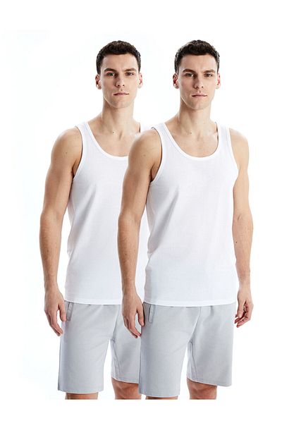 LC Waikiki New Season U Neck Combed Cotton Men's Undershirt 2-Piece - S5M157Z8