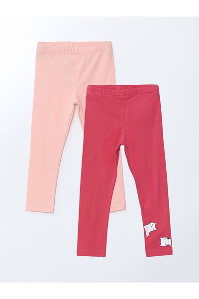 LC Waikiki New Season Crew Neck Printed Girls' Leggings 2-Piece - S5Kn02Z1