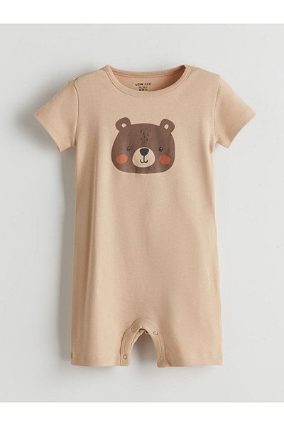 LC Waikiki New Season Crew Neck Cute Bear Printed Baby Boy Jumpsuit - S5K632Z1