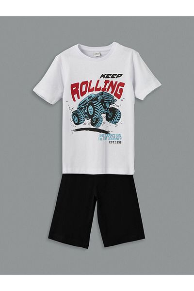 LC Waikiki Lcw Eco Crew Neck Boy's Pajamas Set with Shorts