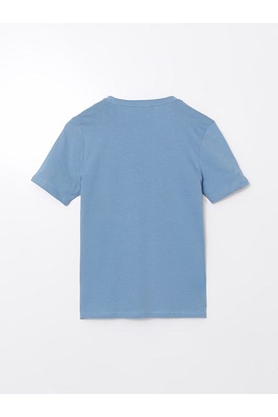 LC Waikiki Ανδρικό μπλουζάκι XSIDE Blue Crew με κοντό μανίκι χτενισμένο βαμβακερό μπλουζάκι