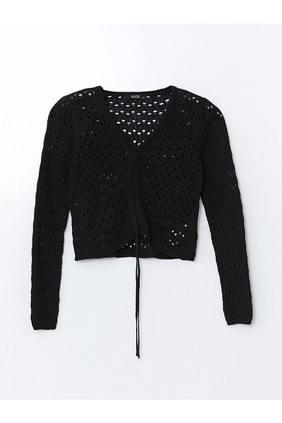 LC Waikiki Lcw V-Neck Openwork Women's Knitwear Sweater Fast Fashion