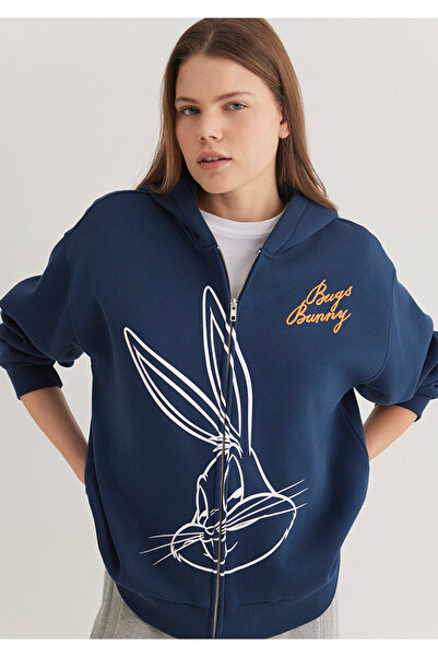 Mavi Μπλούζα Bugs Bunny με στάμπα και φερμουάρ σε σκούρο μπλε χρώμα 1s10345-8...
