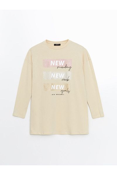 LC Waikiki Νέα σεζόν γυναικείο τουνίκ με στάμπα Crew Neck - S5JG53Z8