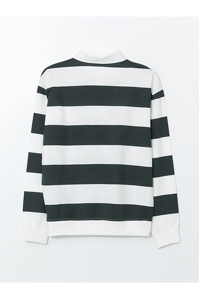 LC Waikiki Langärmliges, gestreiftes Herren-Sweatshirt mit Polokragen