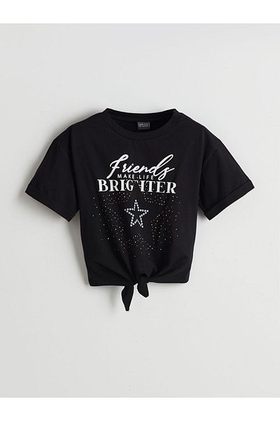 LC Waikiki Tricou Crop pentru fete cu gât crew de sezon nou - S5JD02Z4