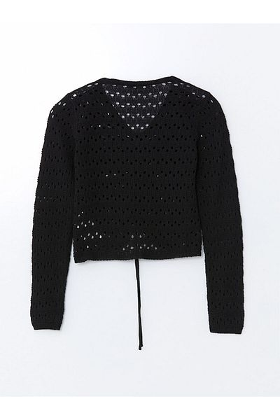 LC Waikiki Lcw V-Neck Openwork Women's Knitwear Sweater Fast Fashion