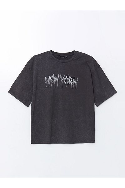 LC Waikiki Ανδρικό μπλουζάκι XSIDE Crew με κοντό μανίκι με στάμπα από χτενισμένο βαμβάκι