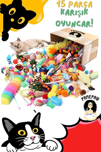 PAMEPAW 15 Parça Mega Karışık Paket Kedi Oyuncakları