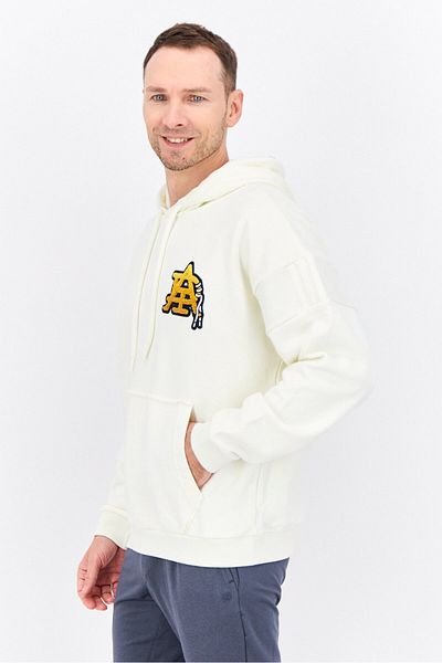 adidas Men Sportswear Fit Long Sleeve Outdoor Hooded Sweatshirt, Off White