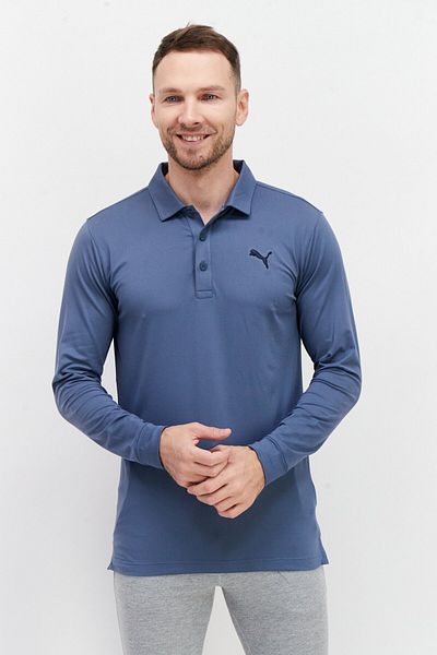 Puma Men Sportwear Fit Long Sleeve Training Polo Shirt, Slate Blue