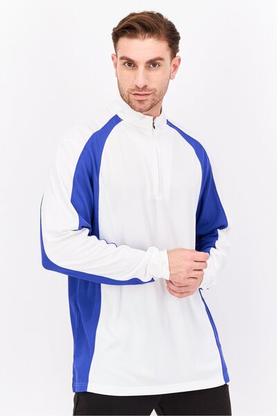 Greg Norman تي شيرت رياضي رجالي بأكمام طويلة للتدريب، أبيض