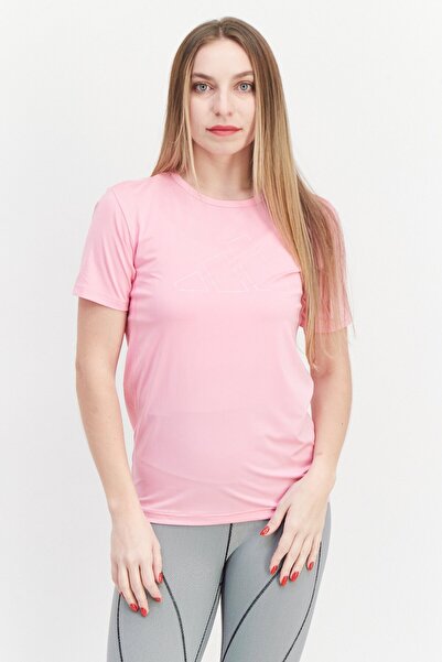 adidas بلوزة رياضية نسائية بأكمام قصيرة ورقبة دائرية مناسبة للتدريب، باللون ا...