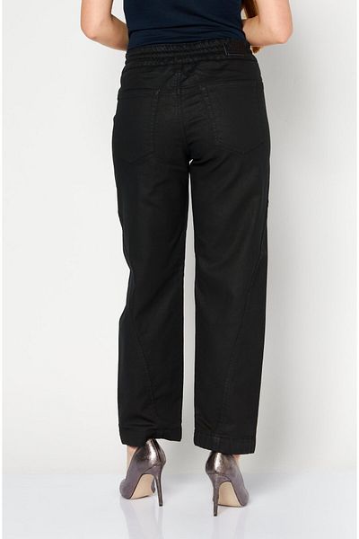 Diesel Women Regular Fit Plain Straight Leg Pants, Black