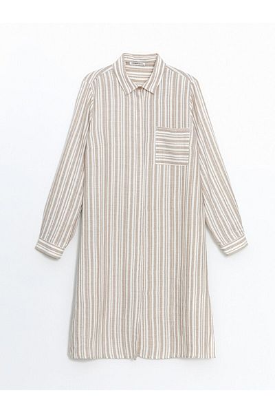 LC Waikiki LCW Grace Bej Dungi Linen Look Cămașă Tunica pentru femei